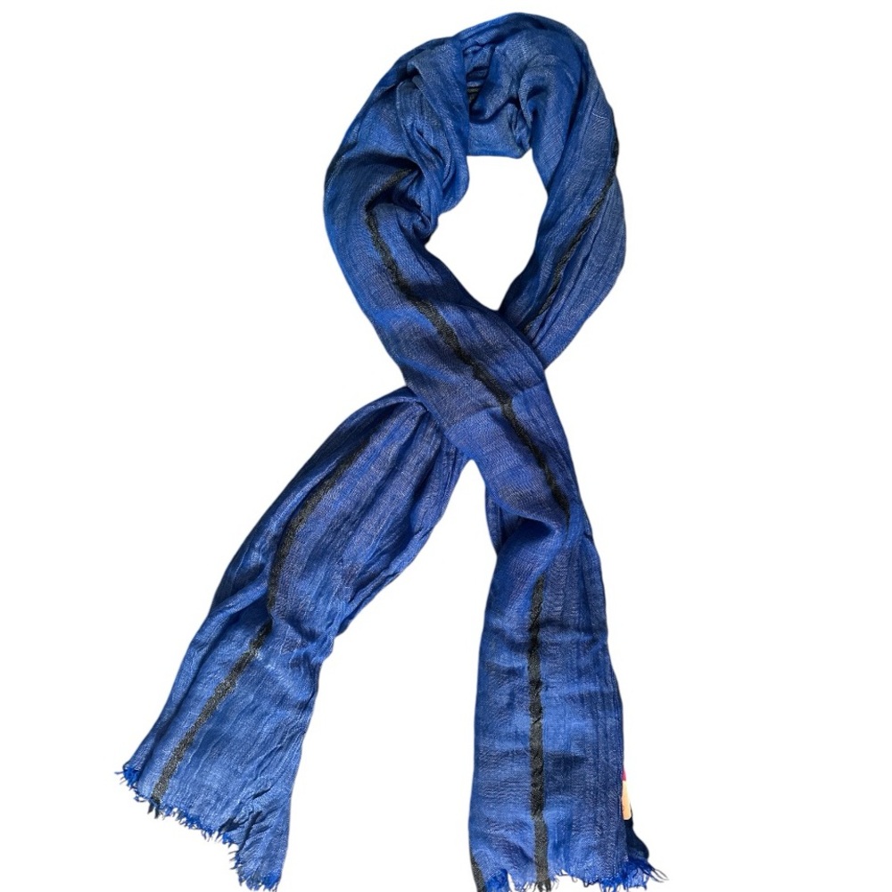 NEW Tickled Pink Scarf - Blue with Black Stripes - NWT